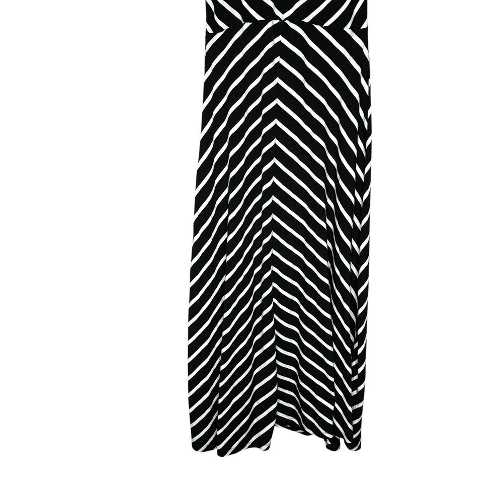 Talbots Black White Chevron Stripe Maxi Dress Sleeveless Size Small - Picture 5 of 8